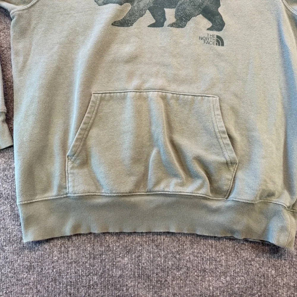 The North Face Mens Bear Graphic Pullover Hoodie Sage Green Large